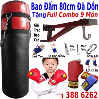 Bao cát đấm bốc boxing treo tường đã nhồi hoàn thiện dày 3 lớp siêu bền tặng kèm găng boxing Zooboo cao cấp thế hệ mới