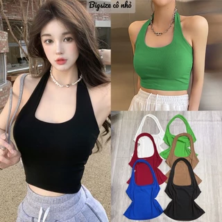 Áo Croptop Nữ Kiểu Yếm Hở Lưng Bigsize Choàng Cổ Ôm Body Dễ Thương G5