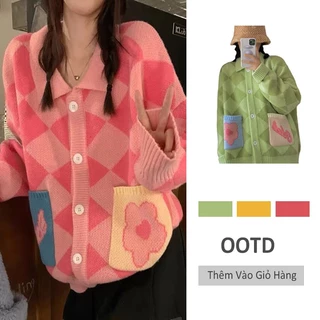 DIDIKA Áo khoác cardigan dệt kim dáng rộng phong cách retro Nhật Bản dễ thương cho nữ