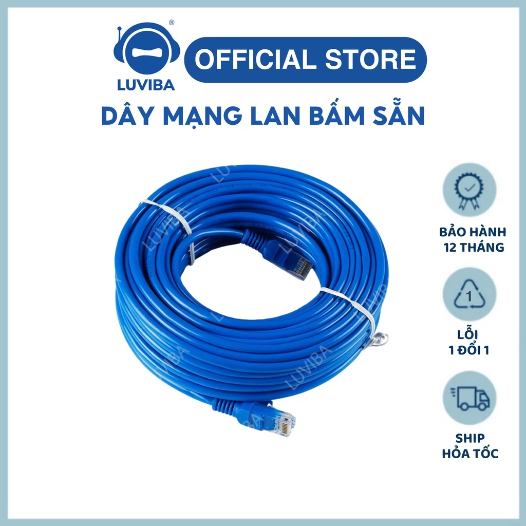 Dây mạng lan bấm sẵn 2 đầu cat5e cat6 10m 15m 20m 25m 30m 40m 50m 60m internet LUVIBA DM10
