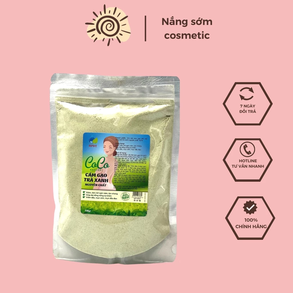 (Sỉ spa 1kg) Bột cám gạo trà xanh,ủ trắng trà xanh,rửa mặt và tắm trắng body chính hãng.