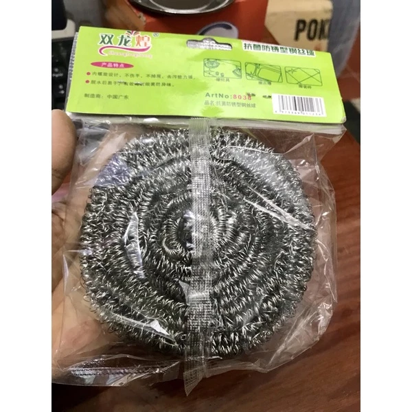 Cọ xoong nồi inox, bùi nhùi sắt hàng xịn dai cuộn tròn to, không đứt không mắc nồi