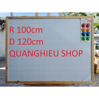 Bảng từ trắng khung gỗ kích thước 100x120cm tặng kèm bút, nam châm, lau bảng