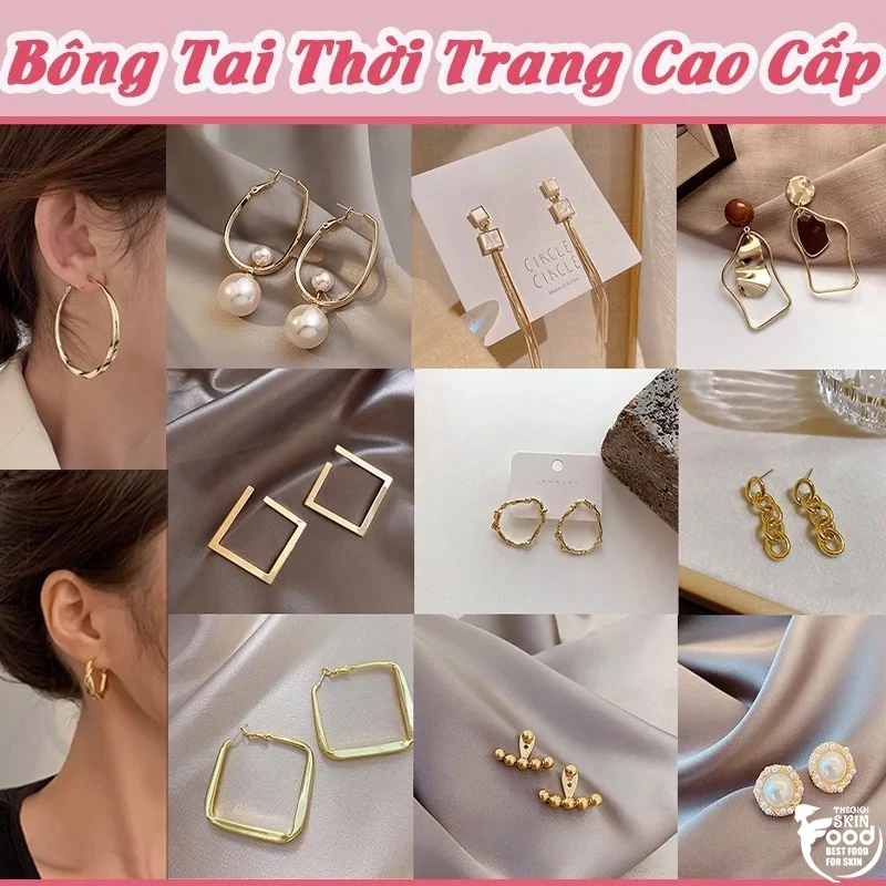 Bông Tai Khuyên Tròn, Đính Hạt Thời Trang, Nhiều Kiểu Dáng, Phong Cách Hàn Quốc TOOLA Fashion Earring
