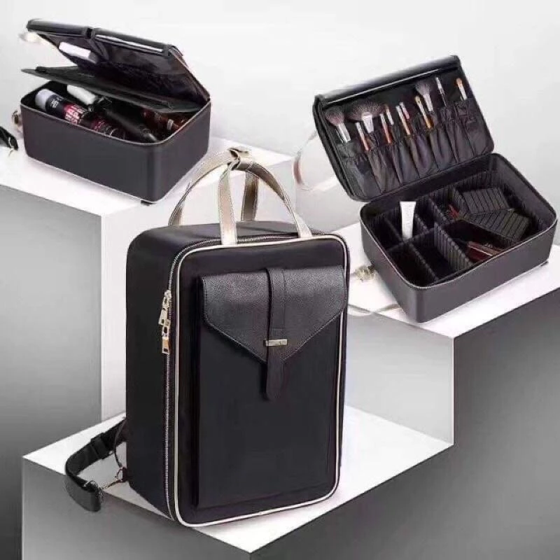 Balo cốp viền vàng đựng đồ trang điểm