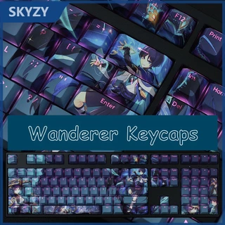 Wanderer keycaps Cherry Profile Genshin Balladeer PBT Dye Sub TKL Bố Trí Cơ Keycap