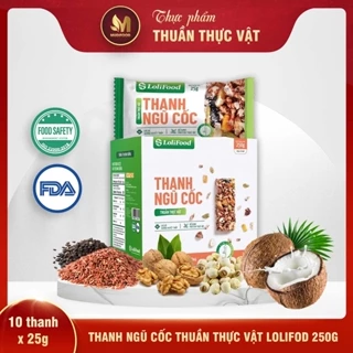 Thanh Ngũ Cốc Thuần Thực Vật Lolifood 250g (10 gói x 25g) - Ăn Vặt, Ăn Kiêng, Ciảm Cân, Healthy