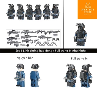 Đồ chơi lắp ráp swat army , mô hình lắp ghép quân sự - Set 6 lính  CS chống bạo động