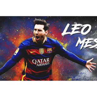 Tranh Treo Tường Vải Canvas Hình Cầu Thủ Bóng Đá Messi Einaldo MBAPPE