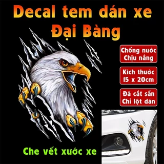 Decal ĐẠI BÀNG tem dán ô tô xe máy 15x20cm che vết xước chống nước chịu nắng hình đại bàng trang trí