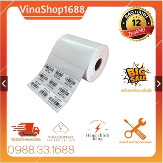 Decal in mã vạch khổ 35x22 mm loại 3 tem/ hàng, tem thường in mực, dài 50m