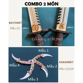 Combo Mô Hình lắp ráp gỗ CSGO Dao Bayonet + Karambit + Đại Bàng