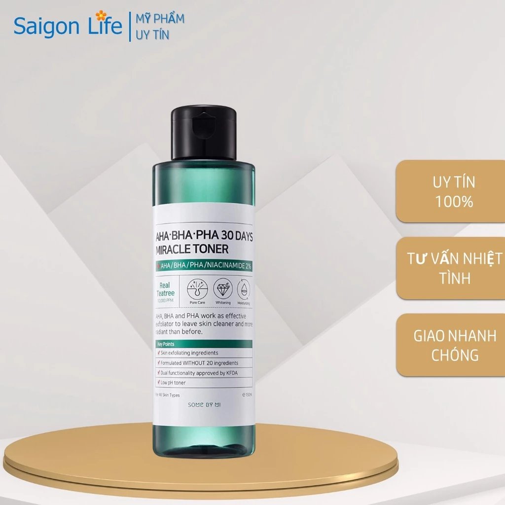 Nước Hoa Hồng Giảm Mụn Some By Mi AHA BHA PHA 30 Days Miracle Toner Some By Mi AHA 150ml (CHÍNH HÃNG)