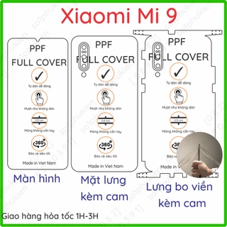 Dán PPF Xiaomi Mi 9 loại trong, nhám dành cho màn hình, mặt lưng, full viền