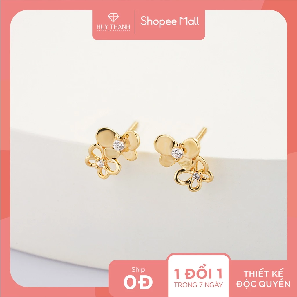 Bông Tai Nữ Vàng Tây BTAM68 Huy Thanh Jewelry (KÈM CHỐT SILICON CHẮC CHẮN)