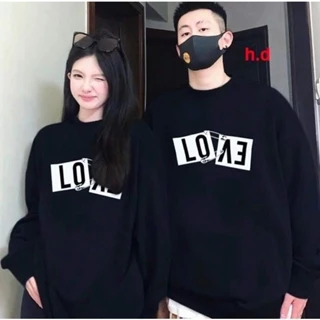 áo đôi nam nữ nỉ dài tay cổ tròn sweater Love Hđ ( giá 1 chiếc)