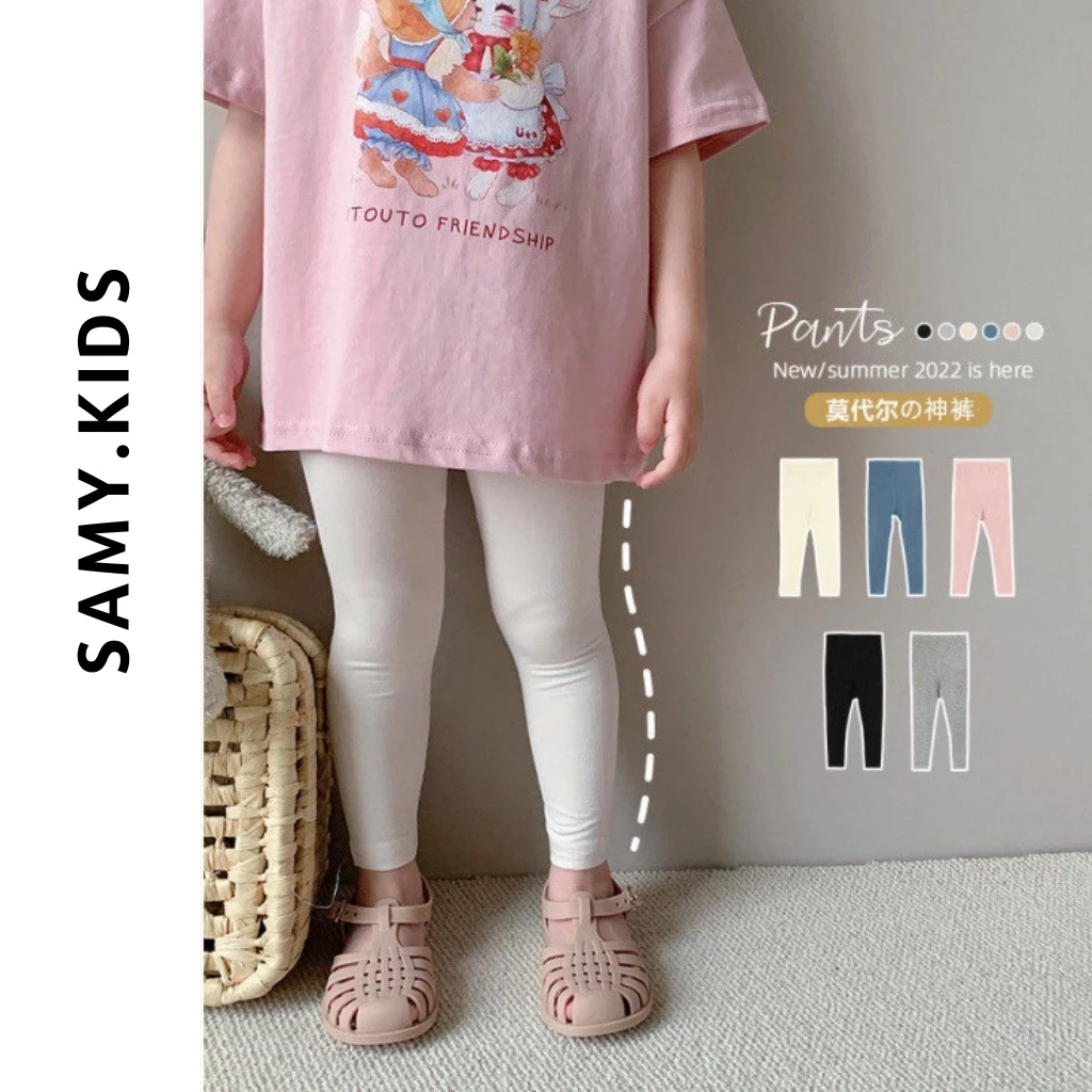 Quần legging bé gái SAMY KIDS legging dài bé gái mùa đông chất cotton siêu co dãn ôm phom cho bé từ 9-25kg cạp cao