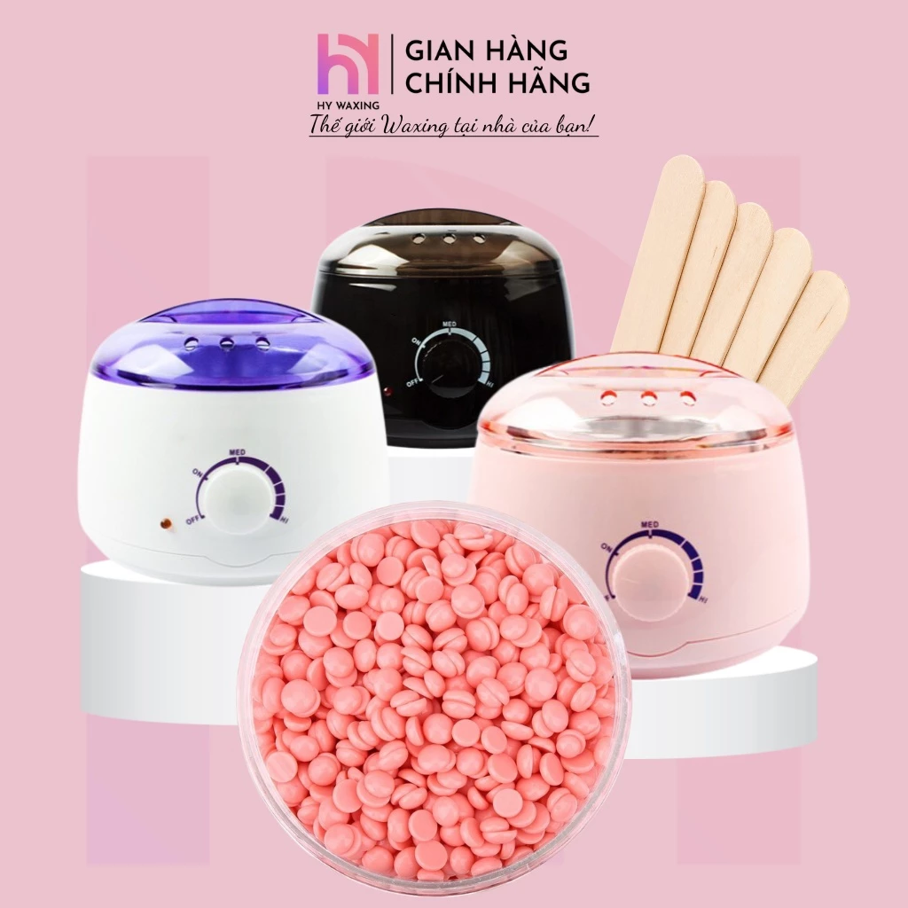[CHE TÊN] Combo Nồi Nấu Sáp Wax Lông Pro Wax 100 +100gr Sáp Cao Cấp Tặng Kèm Que Gỗ HYWAXING