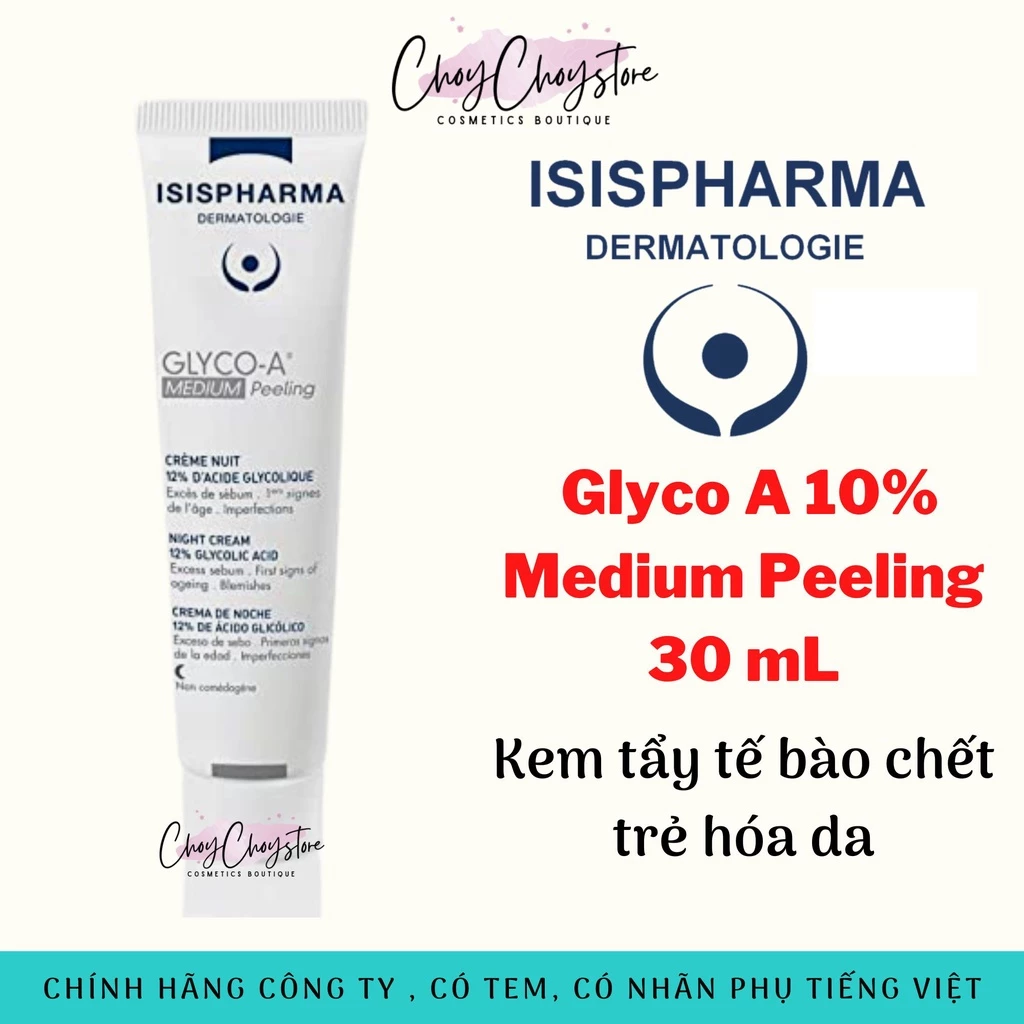 [TEM CTY] ISIS PHARMA Glyco A 10% Medium Peeling 30 mL - Kem tẩy tế bào chết trẻ hóa da