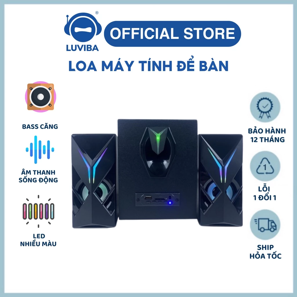 Loa bluetooth máy tính LED vi tính để bàn bass mạnh mini cây để bàn mini đẹp chất có dây giá rẻ LUVIBA T12