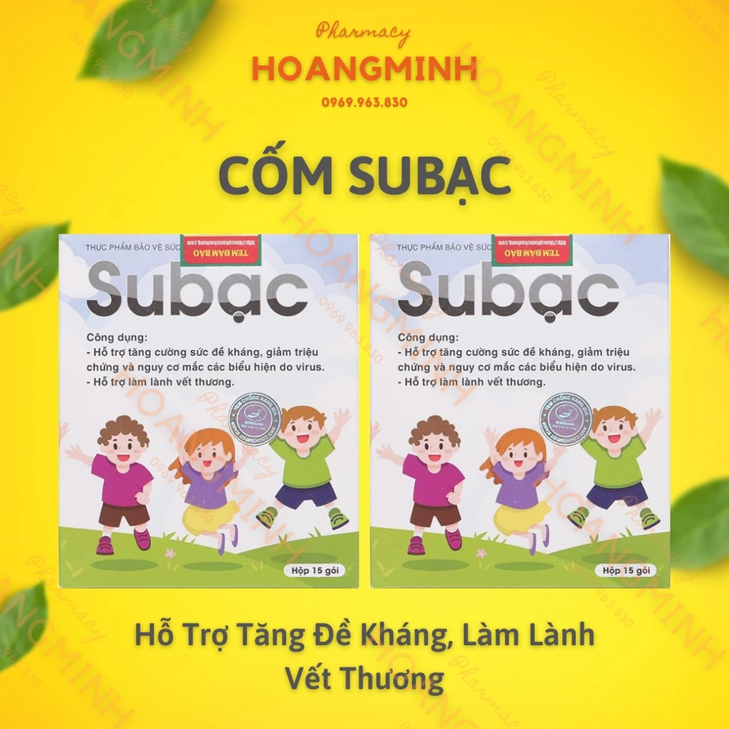 Cốm Su Bạc [Hộp 15 Gói] Cốm Subac Hỗ Trợ Tăng Sức Đề Kháng Cho Trẻ, Bổ Sung Lysine, Vitamin C