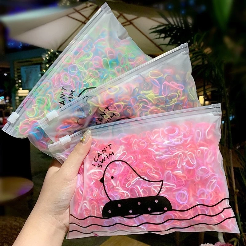 Chun buộc tóc, túi Zip dây thun, nịt cột tóc nhiều màu phong cách Hàn Quốc cho mẹ và bé gái