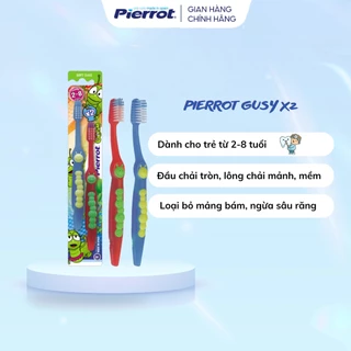 Bộ Đôi Bàn Chải Đánh Răng Trẻ Em PIERROT Siêu Mềm Gusyx2 Hình Con Sâu Vui Nhộn Cho Bé 2 - 8 Tuổi