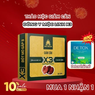 Giảm Cân Slim X3 Đông Y Mộc Linh Chính Hãng trà thảo mộc Giảm Mỡ Bụng sau sinh Tặng 15v Detox