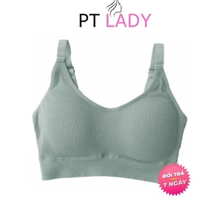 Áo Bra Tập Gym Yoga Kiểu Dáng Thể Thao Chất Liệu Cotton Bề Mặt Gân Tăm 2 Dây Mặc Thoải Mái PT Lady Bra 201