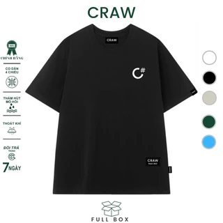 Áo thun tay lỡ CRAW phông unisex nam nữ vải coton mềm mịn, co dãn Oversize form rộng - 0048