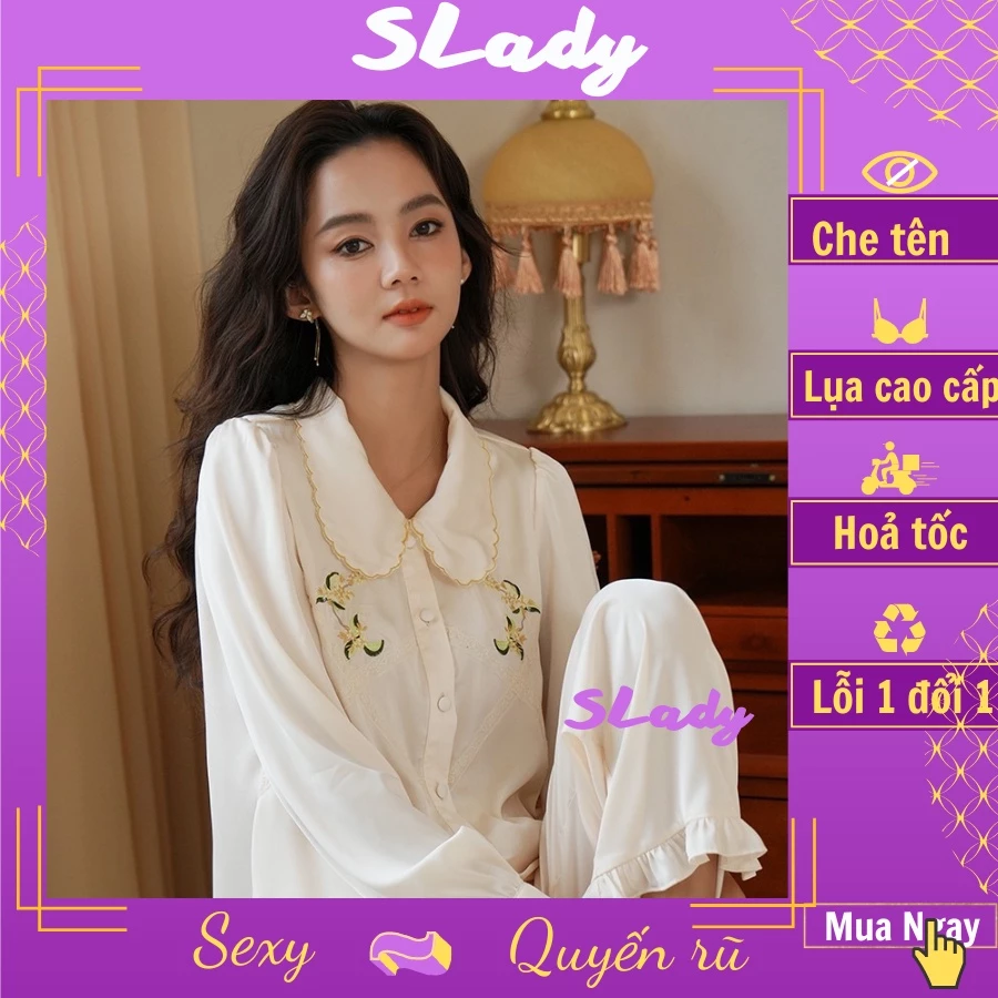 Đồ ngủ lụa pijama SLADY quyến rũ gợi cảm , bộ ngủ cao cấp VNS156