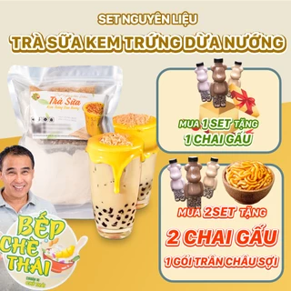 Set Trà sữa kem trứng dừa nướng (set size đại) Bếp Chè Thái