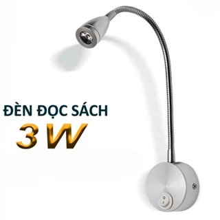 Đèn Led đọc sách gắn tường 3W, Ánh sáng vàng (4500K) chiếu rọi điểm, Thân đèn Kim loại uốn 360°