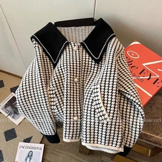 Áo Sweater Dệt Kim Cổ Thủy Thủ Đính Đá Thời Trang Mùa Thu 2022 Mới Cho Nữ