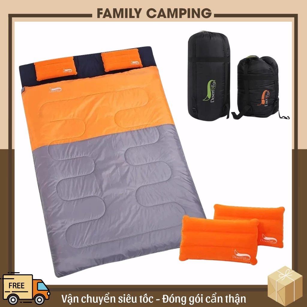 Túi ngủ đôi đa năng chống bẩn giữ ấm dùng đi cắm trại, dã ngoại, du lịch ngoài trời, túi ngủ văn phòng cơ quan