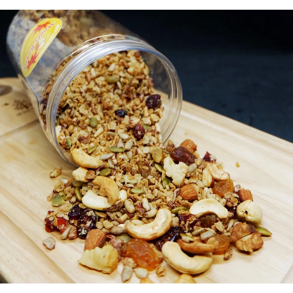 Granola siêu hạt ngũ cốc ăn kiêng giảm cân mix hạnh nhân hạt điều, HỘP 500G