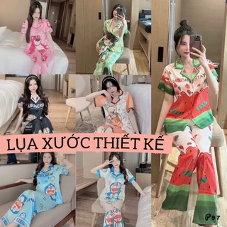 pijama tay ngắn lụa xước thiết kế mới nhất siêu nhiều mẫu, đồ bộ nữ hot trend chuẩn hot girl , pijama nữ giá rẻ freeship