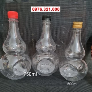 Chai nhựa trong cứng dáng hồ lô 500ml, 750ml