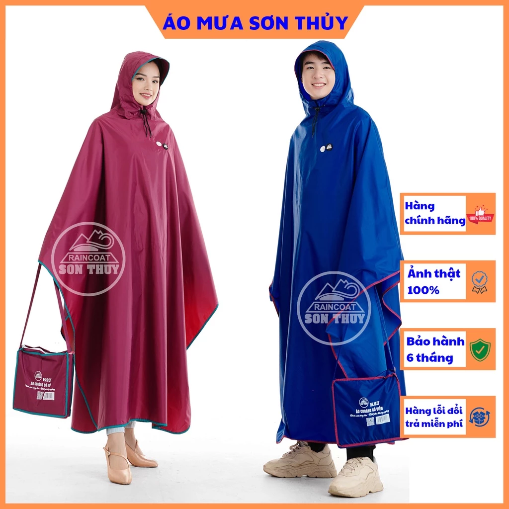 Áo mưa không kính, không lỗ xỏ gương k27 chính hãng Sơn Thủy, áo mưa siêu nhẹ thời trang cao cấp cực bền ST1