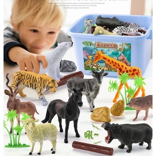 Bộ mô hình Động vật 3D 58 chi tiết bằng nhựa an toàn cho bé nhận biết thế giới xung quanh