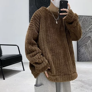 Áo Sweater Cổ Tròn Tay Dài Dáng Rộng Thiết Kế Đơn Giản Thời Trang Thu Đông Cho Nam