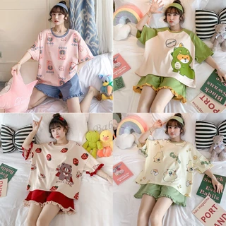 Bộ đồ ngủ, Đồ Bộ Nữ mặc nhà Cotton Form rộng chất liệu cotton cao cấp - Bộ ngủ - Bộ đồ mặc nhà _ mã BC-04