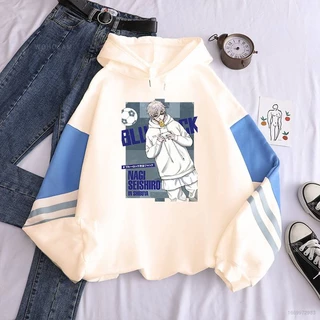 Ag Áo Hoodie Chui Đầu Dài Tay In Hình Anime Nagi Seishiro Màu Xanh Dương Kích Thước Lớn Thời Trang