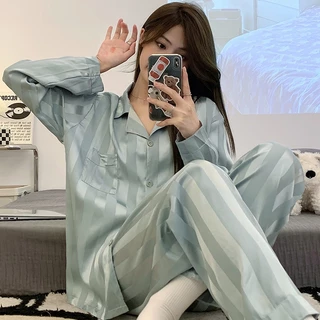 🎀Đồ Bộ Pijama Dài Tay Chất Kulomi 🎊 Set pyjama dài tay với lụa giả vải mịn cao cấp Thỏ tai dài TTK423