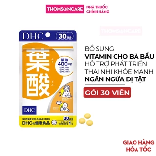 Viên uống bổ sung vitamin cho bà bầu DHC Folic Acid, Axit Folic 400ug 0.4mg - Gói 30 viên Từ DHC Nhật Bản