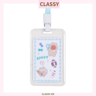 Classy Thẻ đeo bảng tên dọc, nhựa trong suốt cao cấp, dây đeo màu pastel PK1403