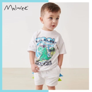 Bộ hè cotton Malwee trắng khủng long MW8314 cho bé trai 2-8 tuổi - TILANI Official Store