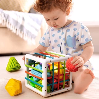 Đồ Chơi Khối Lập Phương Cảm Biến Màu Montessori Giáo Dục Sớm Cho Bé