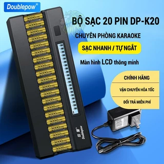 Bộ sạc 20 pin AA AAA sạc nhanh, tự ngắt Doublepow DP-K20, bộ sạc pin thông minh tự ngắt có màn hình LCD