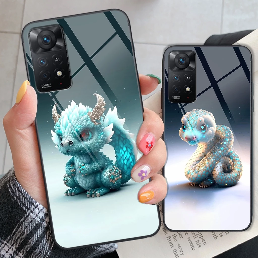 Ốp kính Xiaomi Redmi Note 11 4G / Note 11S / Note 11 Pro 5G hình 12 con giáp cực kỳ cute dễ thương đáng yêu